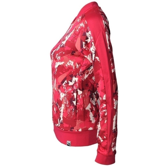 Puma All Over Print T7 Women's Track Jacket Love Potion Size Small Pink & White - Picture 3 of 16